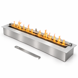 <span class=keywords><strong>Bruciatore</strong></span> a <span class=keywords><strong>Bioetanolo</strong></span> in Acciaio Inox Argento, Inserto per Caminetto Manuale con Coperchio a Cerniera, Riscaldatore da Tavolo Moderno per Soggiorno e Uso Interno - Product Image 1
