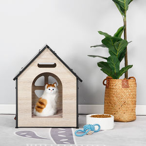 <span class=keywords><strong>Cage</strong></span> pour chien en MDF, niche respirante en métal et en bois, cages et caisses pour chats avec plateau en palette - Product Image 5