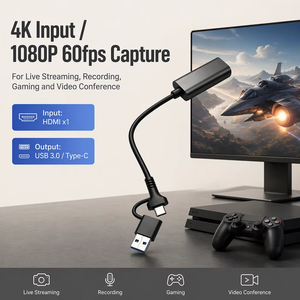 Carte de capture HDM1 vers USB/USB C 3.0, 1080P <span class=keywords><strong>HD</strong></span> 60fps, enregistrement et diffusion vidéo et audio en direct pour le jeu, le streaming et l'enseignement - Product Image 6