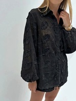 Ensemble 2 pièces pour femmes, chemise sans manches et short au-dessus du genou, broderie 3D solide, blanc transparent, ensemble de vacances d'été avec boutons