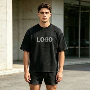 Ensembles de t-shirts grande taille pour hommes, ensembles deux pièces à manches courtes 480 g/m² pour hommes, 100 % coton éponge, ensembles décontractés d'été - Product Image 1