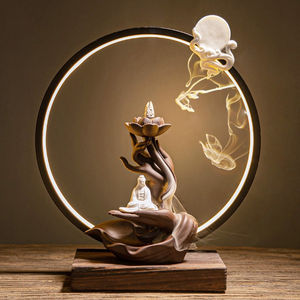 Bureau <span class=keywords><strong>fontaine</strong></span> d'eau décor encensoir Zen <span class=keywords><strong>bouddha</strong></span> mains titulaire <span class=keywords><strong>bouddha</strong></span> reflux brûleur d'encens avec lumières LED - Product Image 2