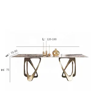 Pandora mesa de jantar em ardósia luxuosa, luxuosa, moderna, simples, designer de luxo, mesa de jantar retangular de pedra brilhante