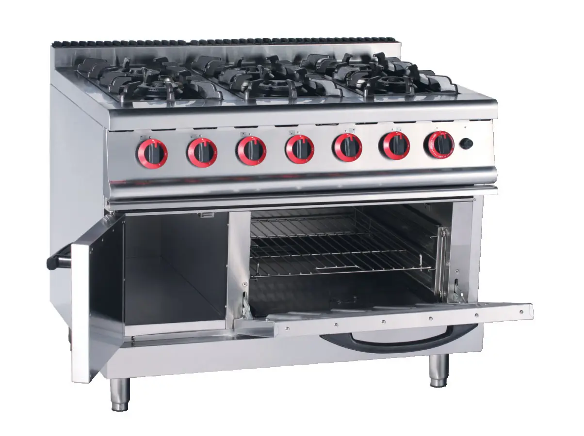 Commercial gas range 6 burner gas range with oven hotel   Restaurant kitchen use
