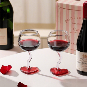 Copa de <span class=keywords><strong>Vino</strong></span> Vintage Creativa de Alta Gama, 300 ml, Hecha a Mano con Vidrio de Borosilicato, Forma de Corazón, Colorida, Romántica, para Regalo de Boda, San Valentín - Product Image 1