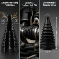 Manchon conique en caoutchouc EPDM industriel noir, étanche, flexible, résistant à l'huile, pour protection anti-poussière, découpe sur mesure pour tuyaux de machine