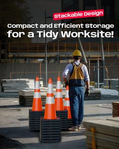 กรวยจราจร BATTIFE ขนาด 28 นิ้ว, กรวยนิรภัยสีส้มทำจาก PVC สำหรับการควบคุมการจราจร, กิจกรรมก่อสร้าง, ทางรถวิ่ง, และลานจอดรถ - Product Image 5