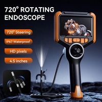 Endoscope professionnel portable Z12 à 720 degrés, écran IPS de 4,5 pouces, objectif de 6 mm, caméra endoscopique industrielle CMOS pour voiture, tuyau, égout