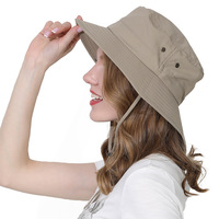 Chapeau Bob de Pêcheur Portable en Tissu de Coton avec Logo Personnalisé et Cordon Réglable pour la Protection Solaire en Extérieur