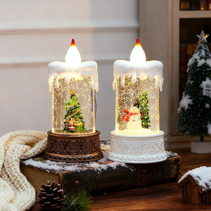 Squisita Lanterna Natalizia a Sfera di Neve con Candela LED Tremolante, Luce Calda a Batteria, Decorazione Festiva per la Casa in Plastica - Product Image 3