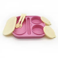 Guangzhou 4 compartiments boîte à bento en plastique tiffin boîte à lunch pack dessin animé boîte à lunch pour garçons enfants