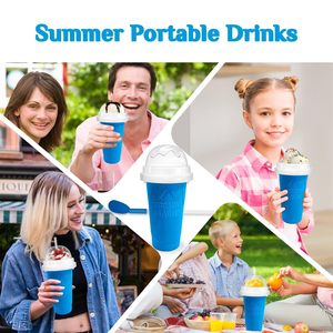 Double Layer Silicone Slushie Maker <b>Cup</b> with <b>Lid</b> <b>and</b> <b>Straw</b> Frozen Smoothie Squeeze <b>Cup</b> Portable DIY Drinkware - Product Image 4