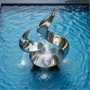 Escultura de Gota de Agua Grande de Acero Inoxidable, Fuente <span class=keywords><strong>para</strong></span> Exteriores, Escultura Metálica Abstracta Moderna <span class=keywords><strong>para</strong></span> Decoración de Jardines y Paisajes de Hoteles - Product Image 2