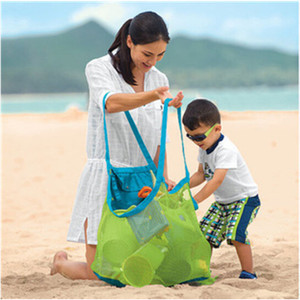 Travel toy storage bag folding portable large capacity beach net bag clothes sorting polyester fiber storage bag