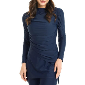Maillot de bain musulman deux pièces OEM pour femme, ensemble pantalon burkini respirant, écologique, séchage rapide, léger, pour piscine islamique active - Product Image 5