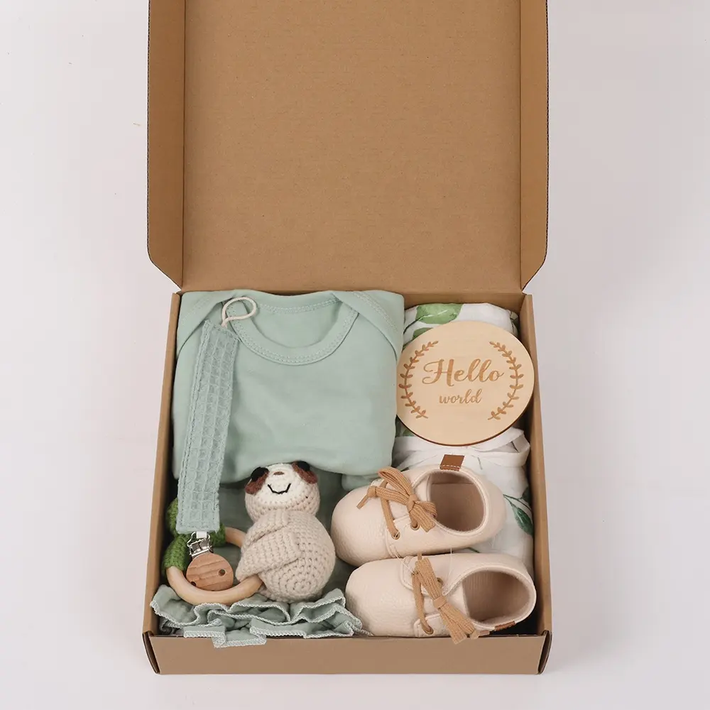 Gu Custom Baby Teether Baby Wrap Cadeau Set Zacht 100% Katoenen Baby Beddengoed Mousseline Inbakdoek Deken Set Voor Pasgeborenen