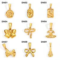 Bijoux rétro élégants à bricoler soi-même en acier inoxydable 316L or 18K nœud papillon jupe fleur rose pendentif violon accessoires de mode pour femmes