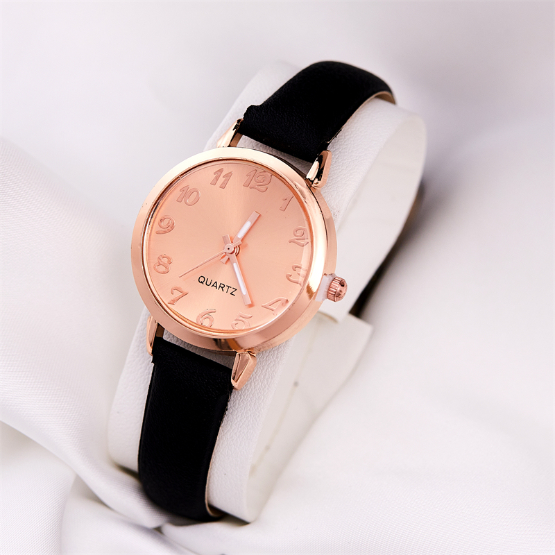 Montre Femme Ernest - Cadran Chiffres Romains, Bracelet Cuir Noir, Mouvement Quartz - Neuf Avec étiquettes