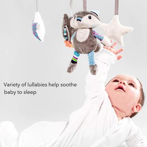 HOT Selling <strong>Musical</strong> <strong>Cot</strong> <strong>Mobile</strong> for Babies with Adjustable Arm to Fit All <strong>Cots</strong> Cute Plush White and Grey Characters - Product Image 2
