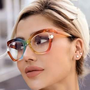 Gafas con Logotipo Personalizado 2025, Monturas Elegantes de Perlas Coloridas con Protección Anti Luz Azul, Montura Grande, Estilo Ojo de Gato para Mujer - Product Image 2