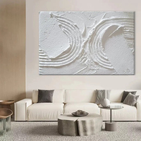 Offre Spéciale blanc pur ligne minimaliste texturé plâtre œuvre contemporaine 3D mur Art peinture décorative