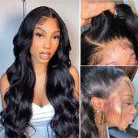 Perruque Body Wave Full Lace 100% Cheveux Humains Malaisiens Pré-Pluckée avec Baby Hair, Ligne de Cheveux Naturelle, Sans Colle, Dentelle HD pour Femmes Noires, Soyeuse
