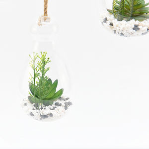Boules de Terrarium en verre suspendu, ornement en boule avec corde de ficelle, décorations artificielles en mousse succulente - Product Image 3