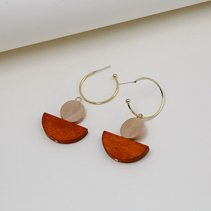 Sdell colgante de Pendientes de Forma geométrica de madera mới Bohemian gỗ hình học dài bông tai bạc kim tai móc - Product Image 3