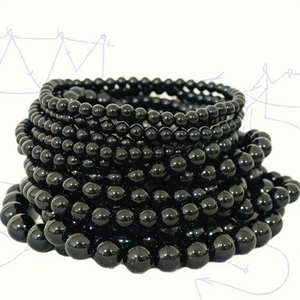 Bracelet en tourmaline noire polie, thème amour, pour hommes, garçons, réglable, perles de cristal naturel, élastique, pierre de protection, cadeau pour enfants et adolescents - Product Image 3