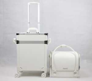 3 In 1 White PU Rolling Makeup Case Detachable Elegant Makeup Trolley Case Customized Makeup Case With Large Space - Product Image 2