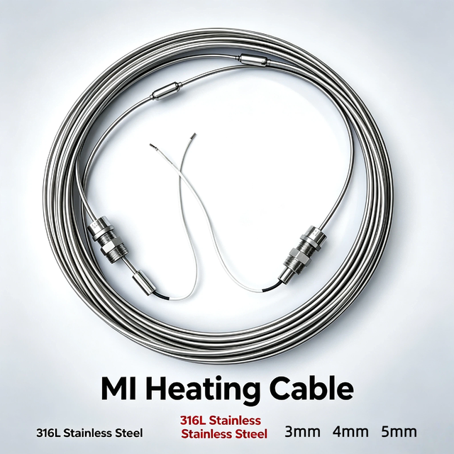 Dual Core SS304 316L MI Heating Cable Corrosion Resistant Mineral Insulated Heating Wire Custom Size