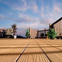 Planches de terrasse en composite WPC pour extérieur |   Plancher de terrasse creux de 4 m avec surface lisse et rainurée