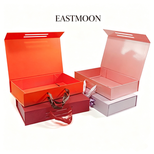 Magnetic Folding Shoe Gift <b>Box</b> Portable Ribbon Handle Custom Color <b>Collapsible</b> Luxury Sneaker Packaging <b>Box</b> - Product Image 1