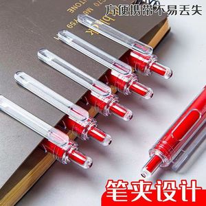 Stylo à bille rouge à pointe fine en acier inoxydable, fermeture à pression, corps en plastique durable pour la signature et la pratique de l'écriture - Product Image 5