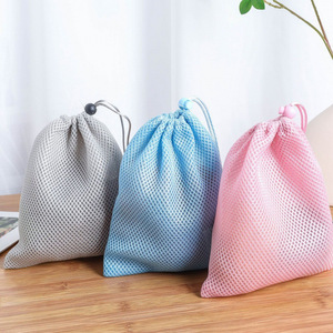 Factory Wholesale Customized Small Mesh <b>Bags</b> with Drawstring Polyester Nylon <b>Net</b> Storage Drawstring Pouch - Product Image 1