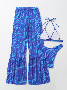Maillot de bain bikini S-XL, imprimé vagues, maillot de bain pour femmes, pantalon en maille séparé, ensemble bikini - Product Image 4