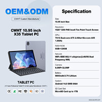 Tablet PC Android 14 de 10.95 Pulgadas, 4G LTE T606, Octa Core, 12GB RAM, 128GB ROM, Pantalla Incell, Doble SIM, OEM ODM, Metálica