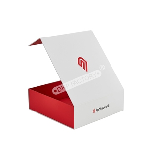 Red and White <b>Magnetic</b> Foldable Gift <b>Box</b> Custom Rigid Paperboard Packaging for Clothing Beauty Sets and Gift Items - Product Image 2