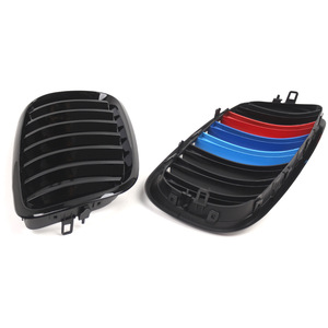 Calandre avant BMW X5 E70 noire style M avec bandes bleues, rouges et blanches pour amélioration du pare-chocs en plastique ABS - Product Image 4