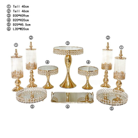 Ensemble de présentoirs à dessert en métal de style européen de luxe, 10 pièces, écologiques, pour support à gâteau de mariage, plateau à pâtisserie, décoration de thé