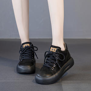 2024 zapatos casuales de alta calidad para mujer, moda versátil, encaje, capa superior, parte inferior de espuma de piel de vaca, nueva colección de otoño gruesa - Product Image 5