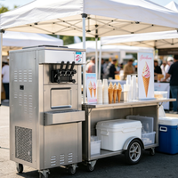 Machine à crème glacée molle à triple buse facile à utiliser, type sur pied, pour les salons de thé, les buffets et la restauration