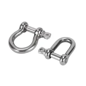 Rigging 304 316 Stainless Steel Bow Shackles D Shape Shackle With Safety Pin