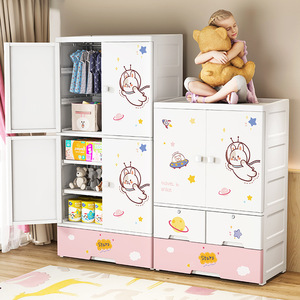 Laci penyimpanan plastik lemari pakaian bayi untuk lemari pakaian warna merah muda 5-lapis lemari pakaian kamar tidur anak-anak untuk anak perempuan - Product Image 4