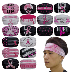 نقية مخصصة حار بيع عالية الجودة الأزياء الوردي الشريط الرياضة عقال أغطية الرأس سرطان الثدي الوعي عصابات رأس - Product Image 2