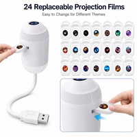 Projecteur d'étoiles mini 24-en-1, veilleuse USB, lampe galaxie avec col de cygne flexible et lentille de mise au point rotative pour voiture et chambre