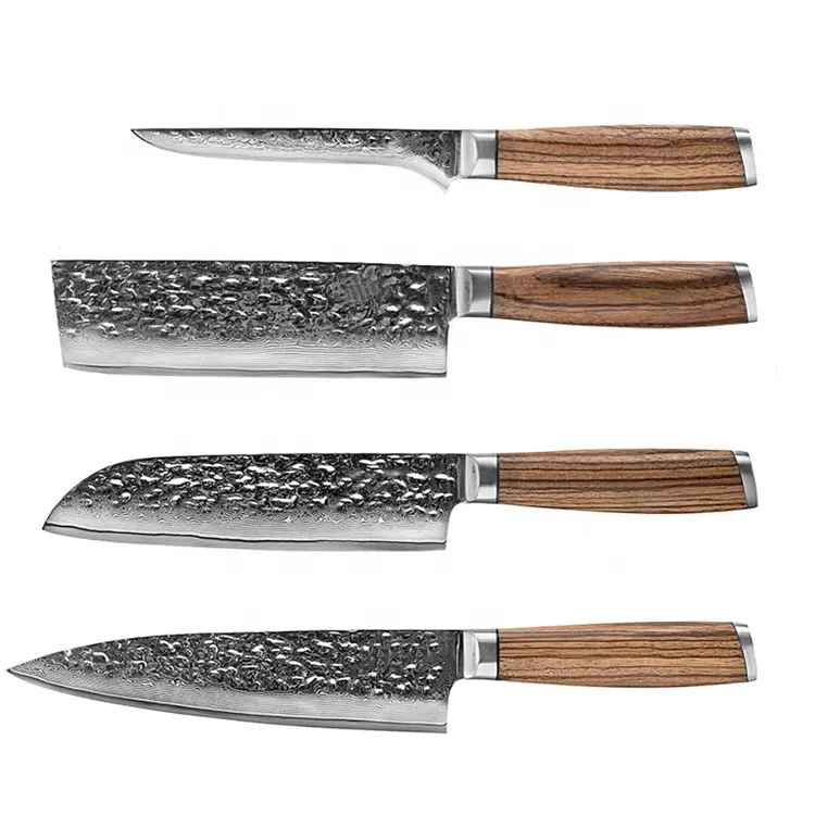 Coltelli da cucina damasco a 67 strati con nucleo rigido Damast Messer da 4 pezzi ad alte prestazioni In Set di coltelli