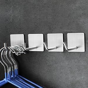Heavy Duty Stainless Steel Wall Hooks Adhesive Sticky Towel Hooks for Kitchen Bathroom Home Wardrobe Office Living Long-lasting - Product Image 6