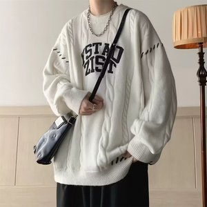 Pull ample rétro à lettres pour homme, style streetwear américain, collection automne-hiver, marque tendance, tricot élégant et décontracté - Product Image 3