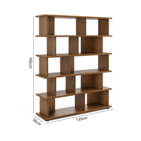 Étagère ouverte en noyer noir de style Wabi Sabi moderne du milieu du siècle, unité de rangement multi-compartiments pour la maison et le bureau
